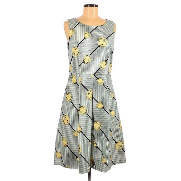 TALBOTS | Rose Print Floral & Stripes Dress - Picture 3 of 6